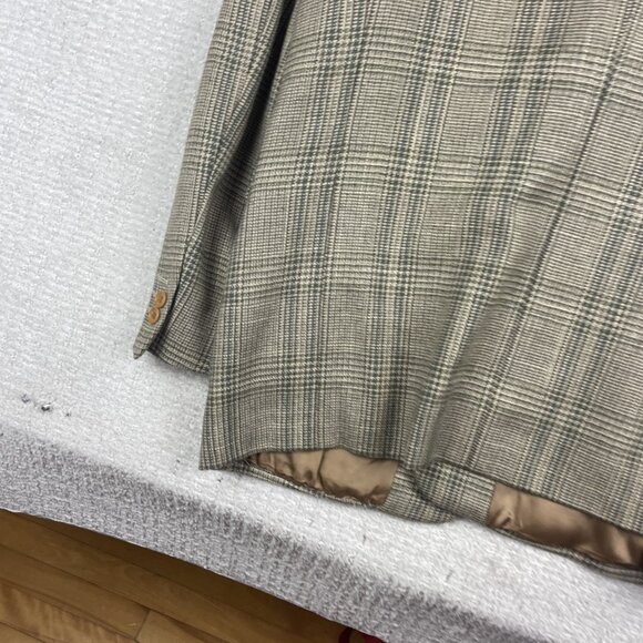 Alberto Cardinali Italy Made Wool Golden Brown Plaid Blazer Sport Coat Sz 50 - Picture 16 of 16